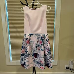 Ted Baker pink floral dress with pockets
